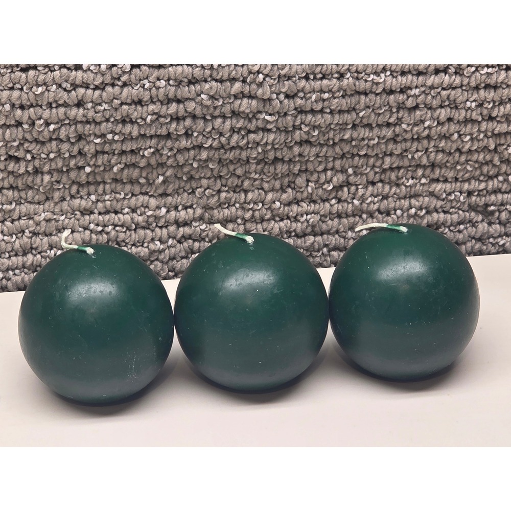 PartyLite Pineberry 2 Inch Ball‎ Candles Forest Green Set of 3 Q23591 Portugal - Picture 1 of 6